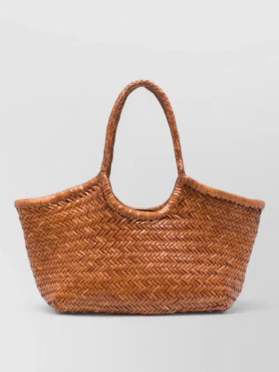 Dragon Diffusion Beach Shopper Bag Woven Design Dual Handles In Brown