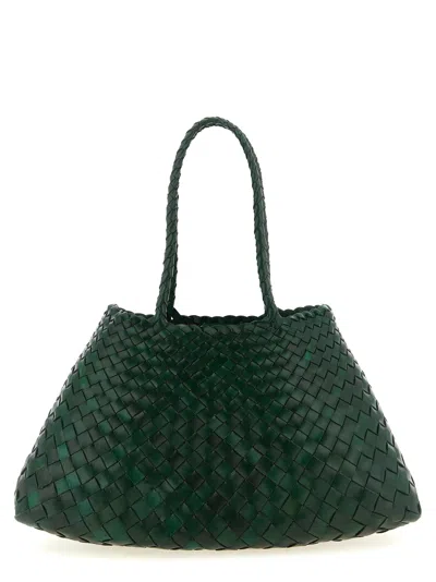 Dragon Diffusion Big Santa Croce Woven Leather Shoulder Bag In Green