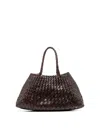 Dragon Diffusion Womens Dark Brown Santa Croce Woven-leather Top-handle Basket Bag In Burgundy