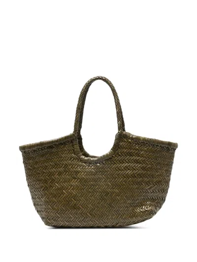 Dragon Diffusion Big Nantucket Basket Woven Handle Shoulder Bag In Green