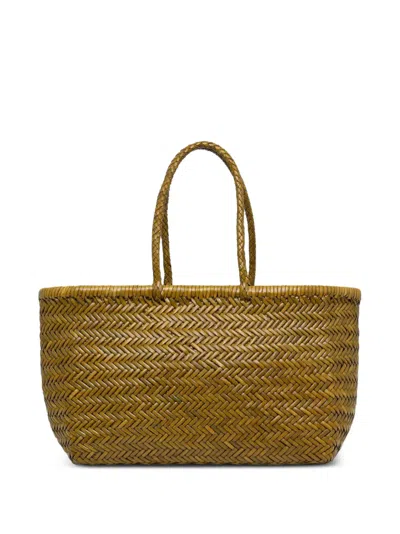Dragon Diffusion Big Triple Jump Woven Leather Tote Bag In Green