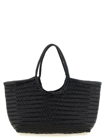 Dragon Diffusion Big Nantucket Woven Leather Shoulder Bag In Black