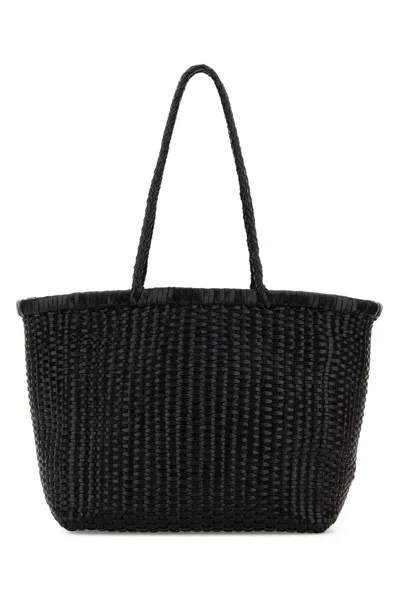 Dragon Diffusion Black Leather B Weave Bucket Bag