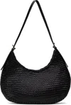 Dragon Diffusion Leather Slouchy Shoulder Bag With Woven Texture In Black