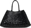 Dragon Diffusion Santa Croce Black Handbag With Two Top Handles And Interwoven Design In Leather Woman In Black