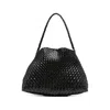 Dragon Diffusion Braided Leather Beach Bag In Black