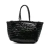 Dragon Diffusion Woven Effect Hand Bag With Two Handles In Black