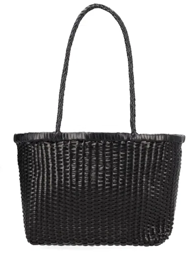 Dragon Diffusion Black Woven Leather Braided Handbag