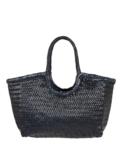 Dragon Diffusion Leather Woven Bag In Dark Blue