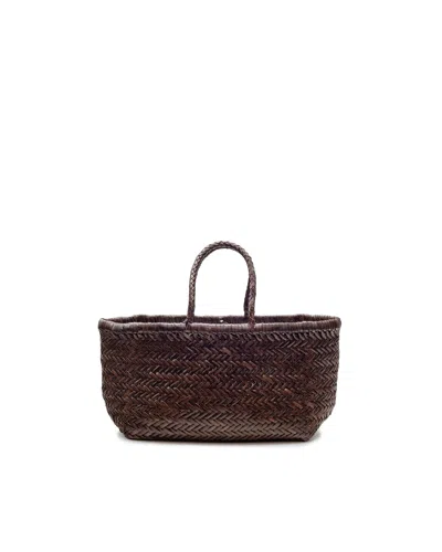Dragon Diffusion Small Triple Jump Woven-design Tote Bag In Brown