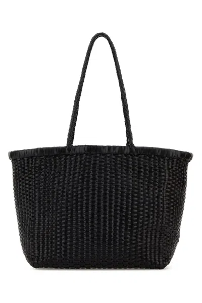 Dragon Diffusion Black Leather B Weave Bucket Bag