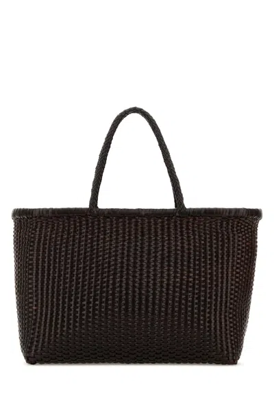 Dragon Diffusion Dark Brown Leather B Weave Bucket Bag