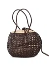 Dragon Diffusion Juventus Brown Leather Woven Shoulder Bag  In Brown