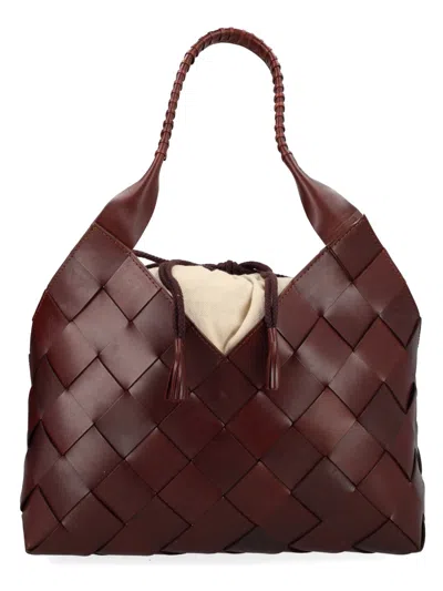 Dragon Diffusion Woven Leather Shoulder Bag In Brown