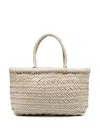 Dragon Diffusion Mini Flat Gora Leather Basket Bag In Pearl