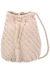Dragon Diffusion Pompom Woven Leather Shoulder Bag In Neutral