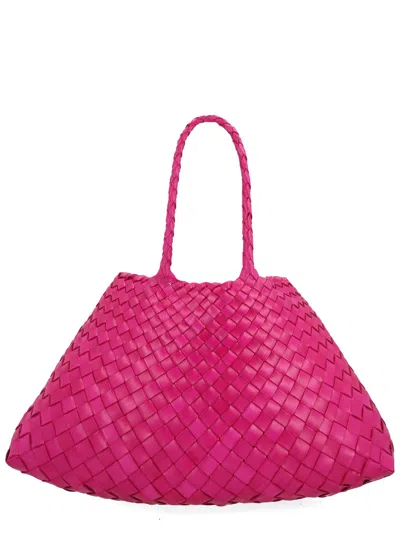 Dragon Diffusion Small Santa Croce Woven Shoulder Bag In Pink
