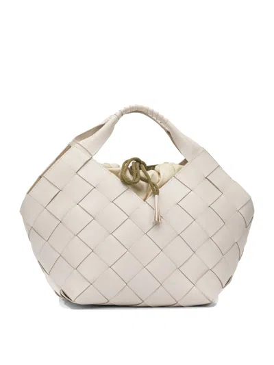 Dragon Diffusion Woven Leather Tote Bag In White