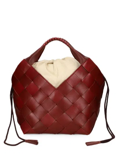 Dragon Diffusion Botteghe Woven Leather Bucket Bag In Red