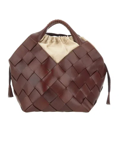 Dragon Diffusion Botteghe Woven Leather Bucket Bag In Red