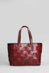 Dragon Diffusion Box Weave Basket Tote In Bordeaux Leather In Burgundy