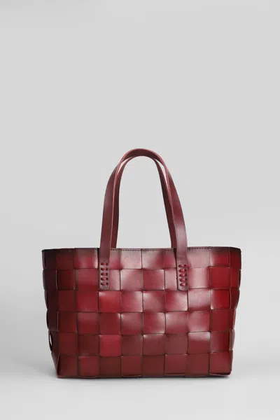 Dragon Diffusion Box Weave Basket Tote In Bordeaux Leather In Burgundy