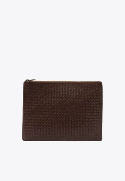 Dragon Diffusion Braided Clutch Bag In Brown