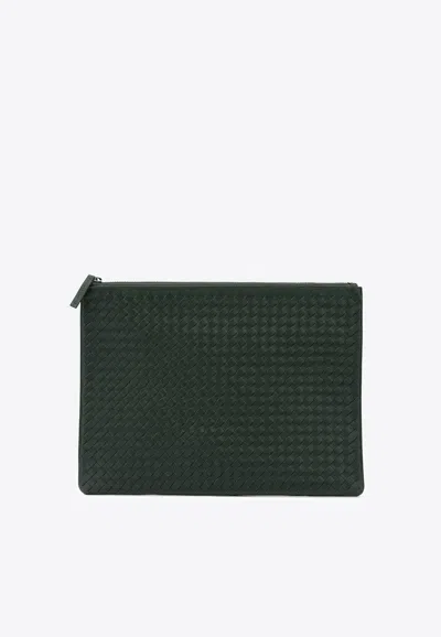 Dragon Diffusion Braided Clutch Bag In Green