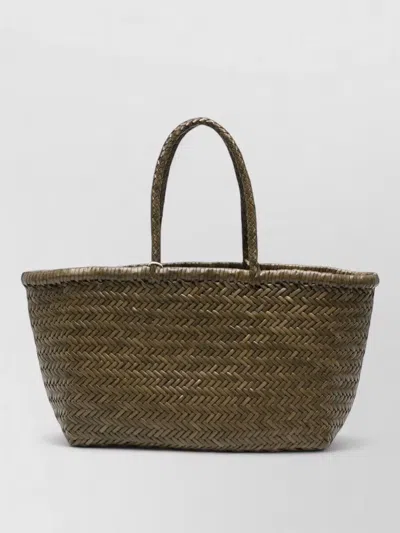 Dragon Diffusion Braided Handle Woven Beach Tote Bag In Green