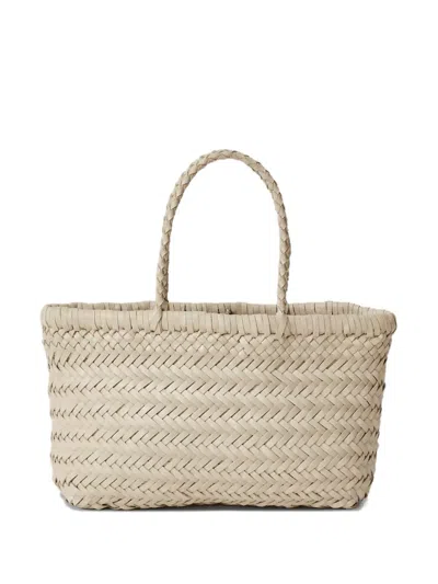 Dragon Diffusion Braided Handle Woven Tote Bag In White