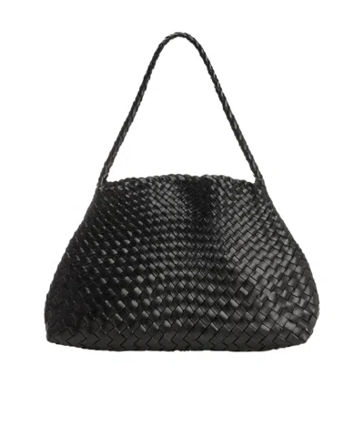Dragon Diffusion Interwovened Top Handle Bag In Black