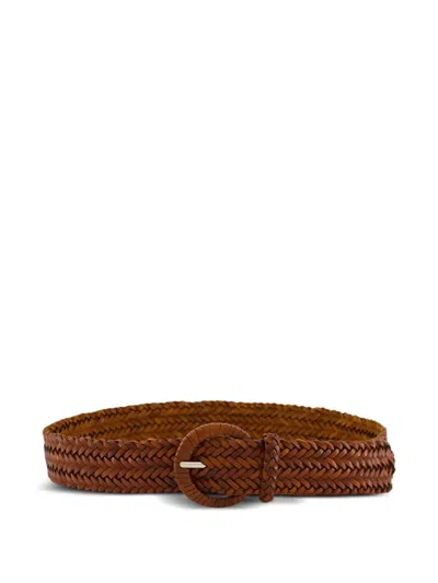 Dragon Diffusion Braided Leather Belt In Brown