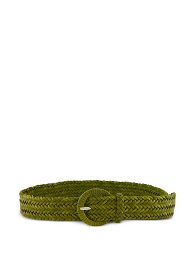 Dragon Diffusion Braided Leather Belt In Green