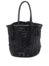 Dragon Diffusion Braided-leather Bucket Bag In Black