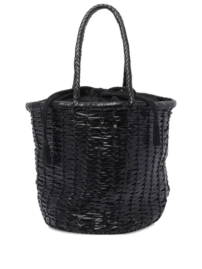Dragon Diffusion Braided-leather Bucket Bag In Black