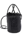 Dragon Diffusion Braided Leather Bucket Bag In Black