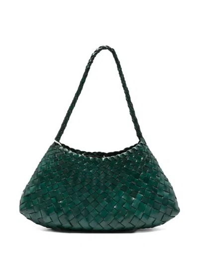 Dragon Diffusion Braided Leather Tote Bag In Green