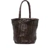 Dragon Diffusion Woven-leather Bucket Bag In Brown