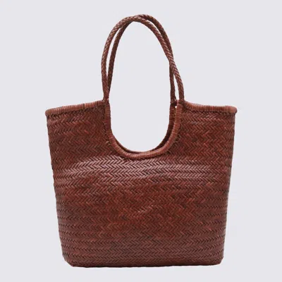 Dragon Diffusion Brown Leather Diagonal Totes