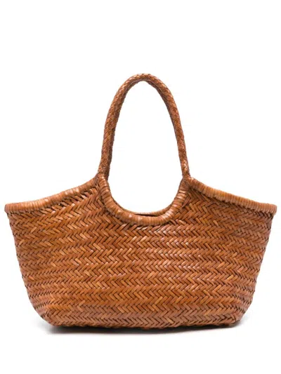 Dragon Diffusion Big Nantucket Woven Leather Basket Bag In Brown