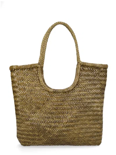 Dragon Diffusion Brown Ns Diagonal Triple Jump Leather Tote Bag In Green