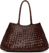 Dragon Diffusion Womens Dark Brown Santa Croce Woven-leather Top-handle Basket Bag