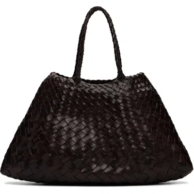 Dragon Diffusion Brown Santa Croce Small Tote In Dark Brown