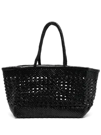 Dragon Diffusion Cannage Leather Tote Bag In Schwarz