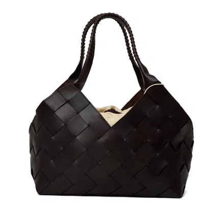 Dragon Diffusion Castello Handwoven Diagonal Leather Tote Bag In Blue