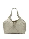 Dragon Diffusion Woven Shoulder Bag Featuring Top Handle In Gray