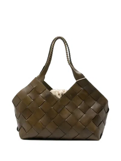 Dragon Diffusion Castello Woven Leather Shoulder Bag In Pink
