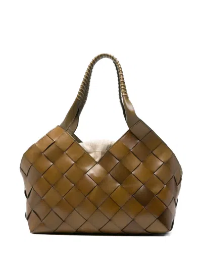 Dragon Diffusion Castello Woven Leather Tote Bag In Brown