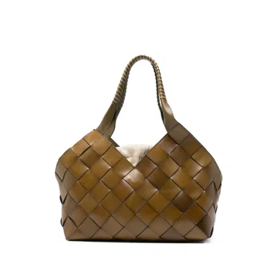 Dragon Diffusion Castello Woven Leather Tote Bag In Green