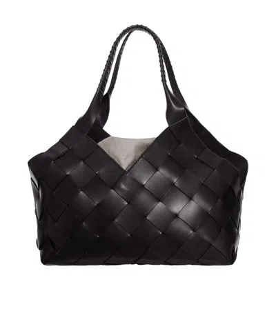 Dragon Diffusion Castello Woven Top Handle Tote Bag In Black